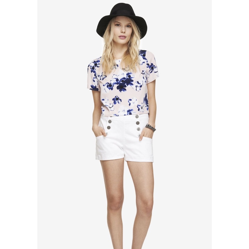 White Express High Waisted Sailor Short
